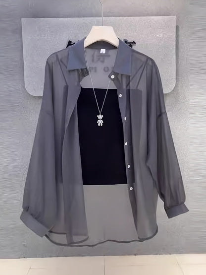 Women's Two-Piece Set – Elegant Shirt and Bandeau Top for a Modern Layered Look