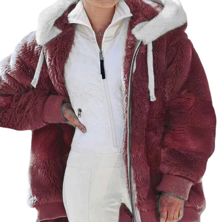 Women's winter jacket with hood and zipper – fashionable stripes, comfortable for everyday and leisure use