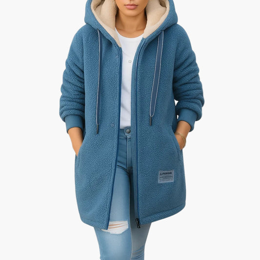 Women's fleece jacket hooded coat casual elegant – warm & stylish for autumn and winter