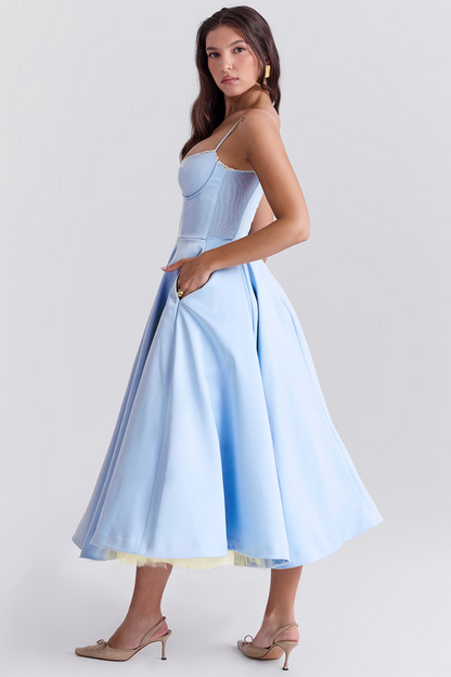 Women's Festive Strapless Dress in Vintage Style for Special Occasions and Evening Events