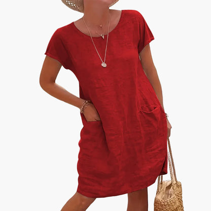 Women's casual dress summer short-sleeve loose with pockets – perfect for everyday life and vacation