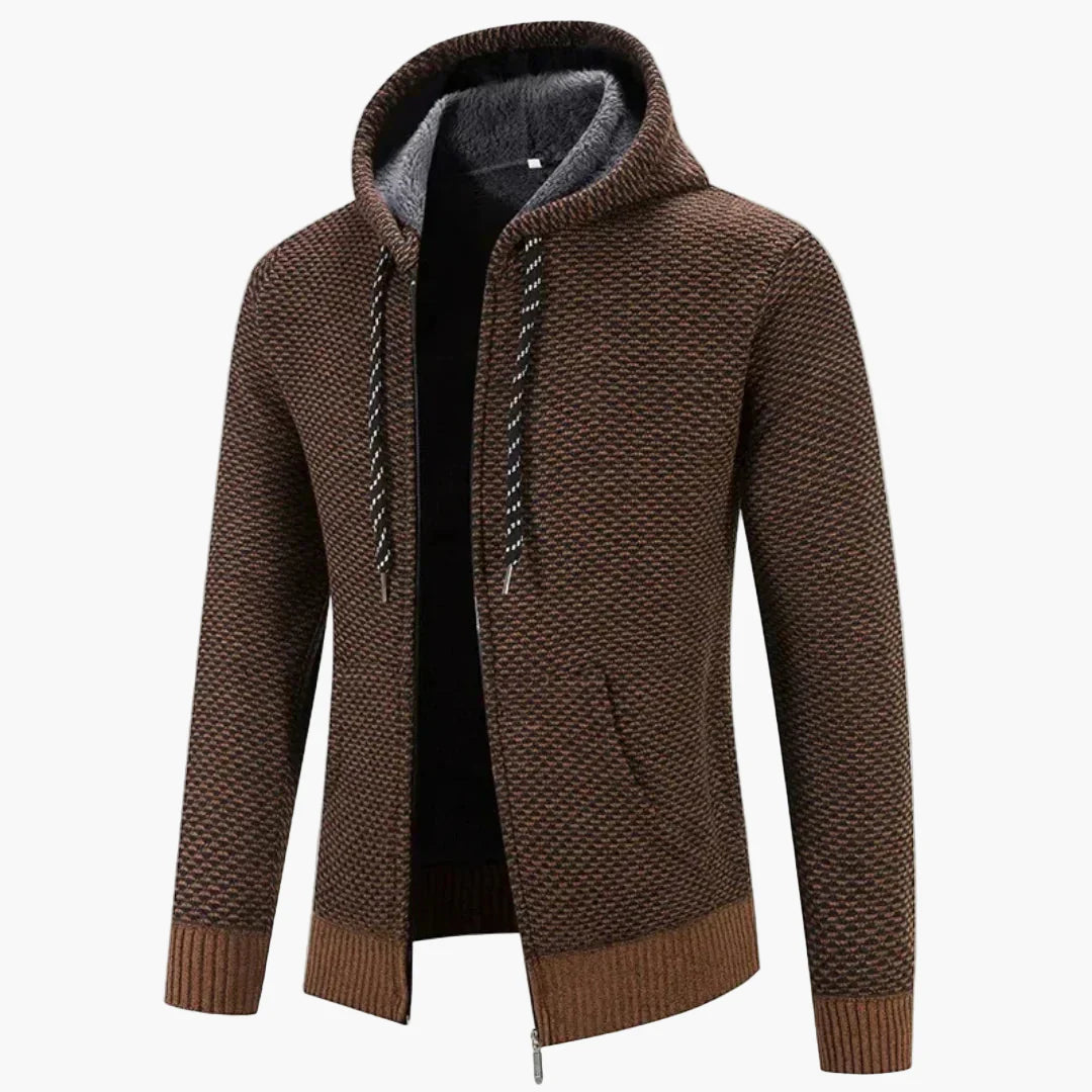 Men's knitted hooded jacket for autumn & winter – warm casual hoodie with zipper