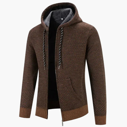 Men's knitted hooded jacket for autumn & winter – warm casual hoodie with zipper