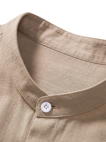 Men's Short-Sleeve Casual Shirt with Stand-Up Collar – Modern Summer Shirt for Everyday and Vacation