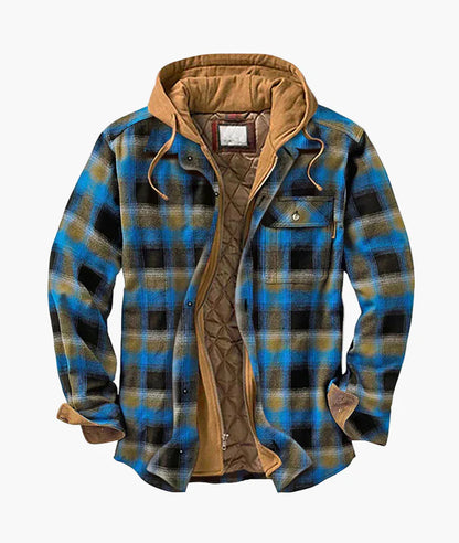 Men's transitional jacket with hood – checked urban design, comfort and style for everyday life and leisure