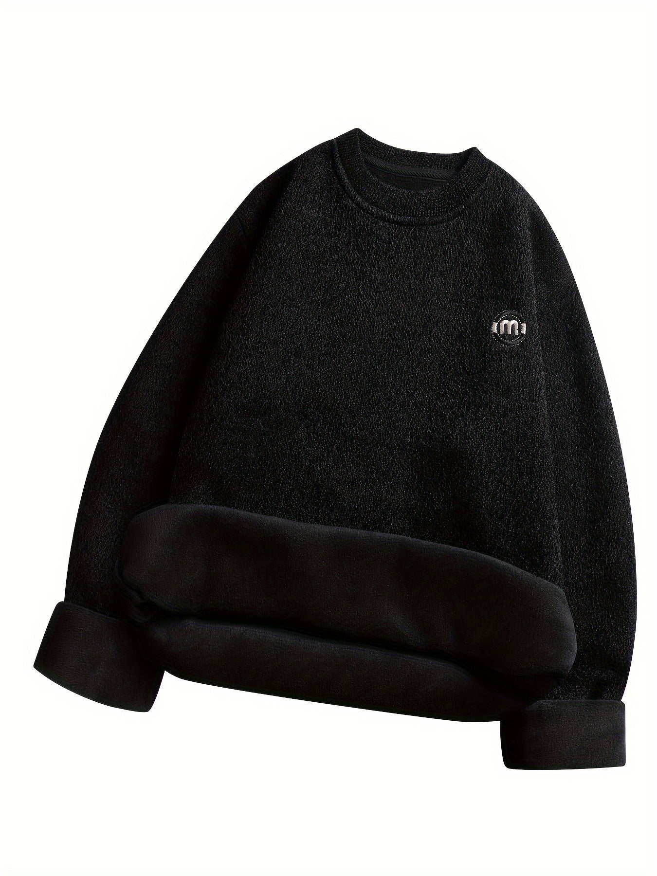 Unisex long-sleeve pullover with a crew neck and ribbed cuffs, lined
