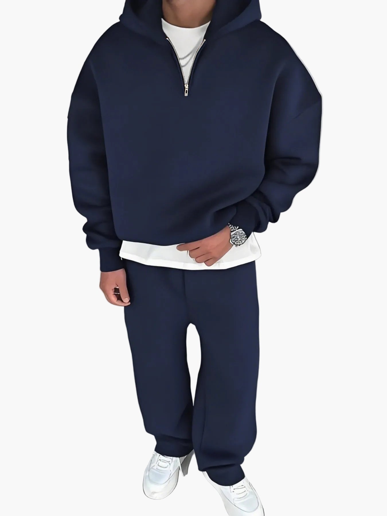 Men's Loose-Fitting Hooded Sweatshirt and Sweatpants Set Street Clothing Leisurewear