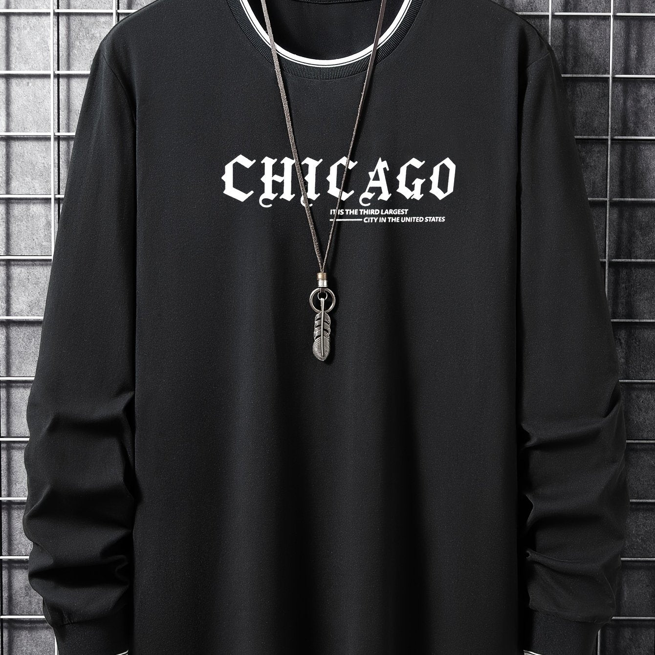 Herren Langarmshirt "Chicago" mit Rundhalsausschnitt und Rippbündchen