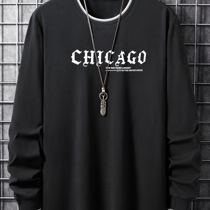 Herren Langarmshirt "Chicago" mit Rundhalsausschnitt und Rippbündchen