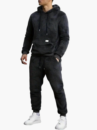 Men's Teddy Lounge Set Hoodie & Sweatpants – Cozy Leisure Outfit for Home & Everyday Use