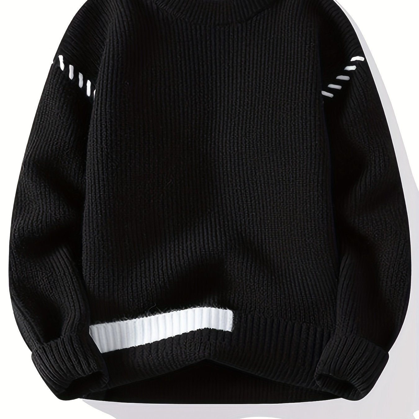 Unisex knitted sweater, crew neck, long sleeves, with contrasting details