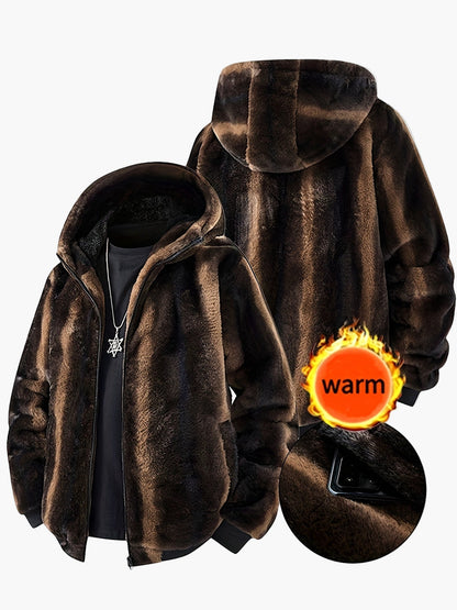 Men's Winter Hooded Jacket Warm Lined Fashionable Casual Fleece Jacket