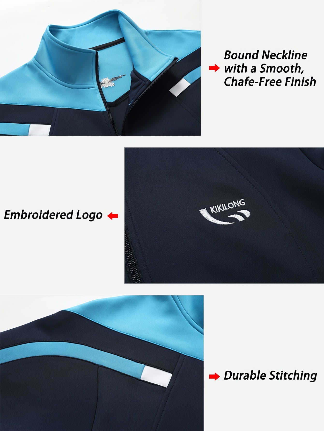 Men’s two-piece tracksuit with stand-up collar jacket and pants