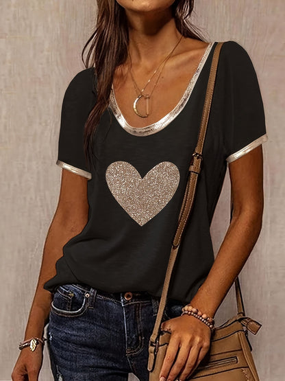 Women's shirt with heart motif and metallic details – trendy casual shirt for everyday wear and special occasions