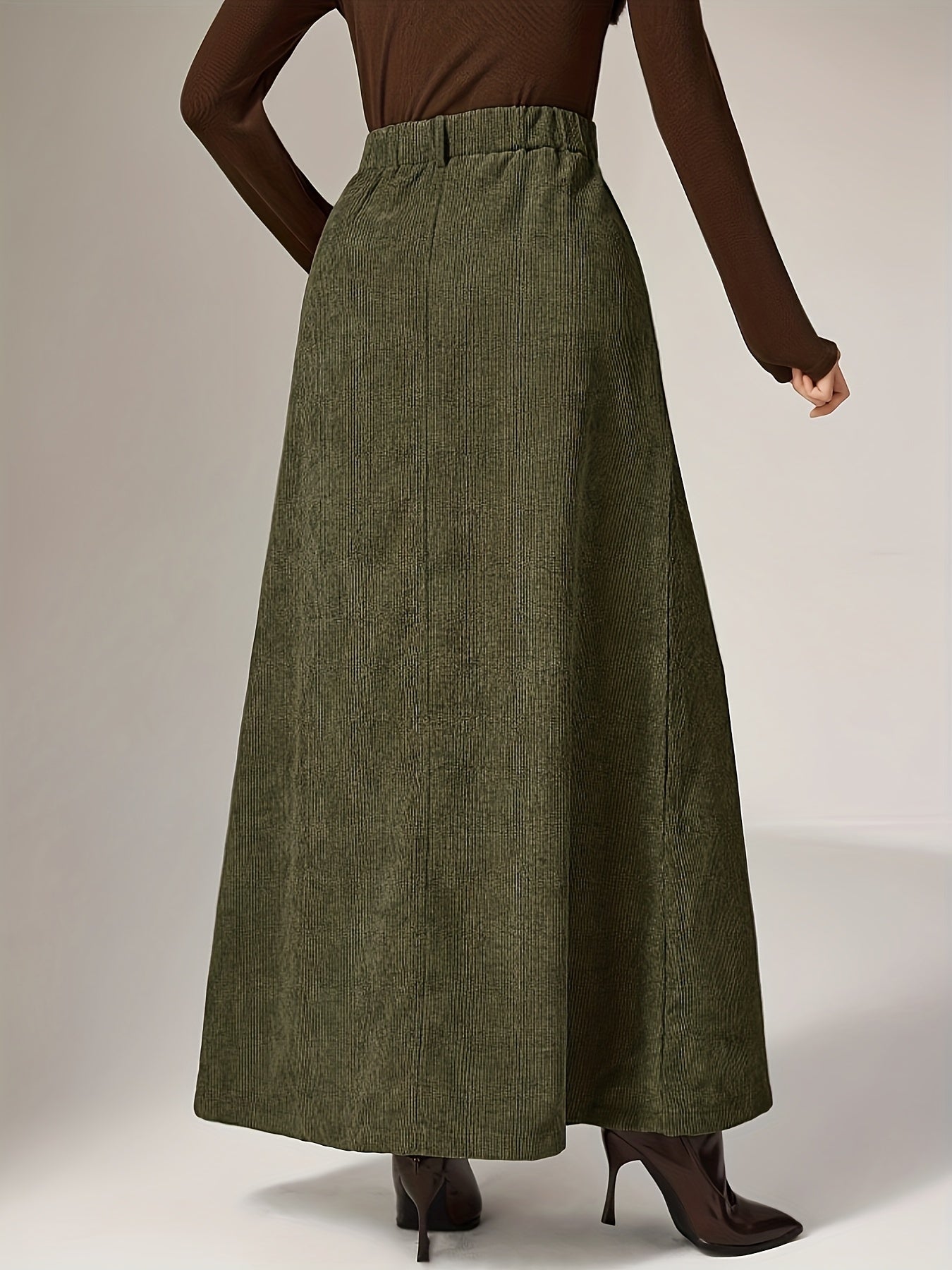 Damen A-Linien Maxirock mit hoher Taille und Textur