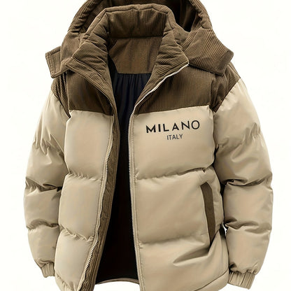 Unisex Winter Steppjacke mit Kapuze und Cord-Details