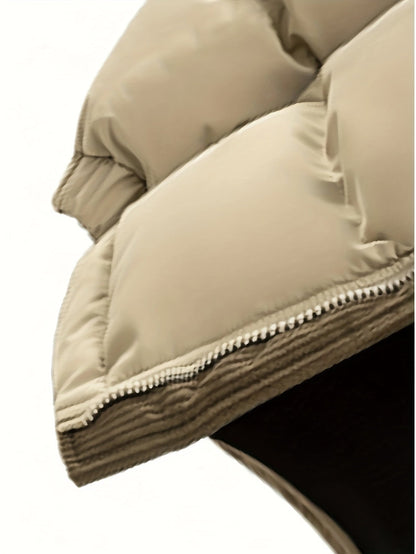 Unisex Winter Steppjacke mit Kapuze und Cord-Details
