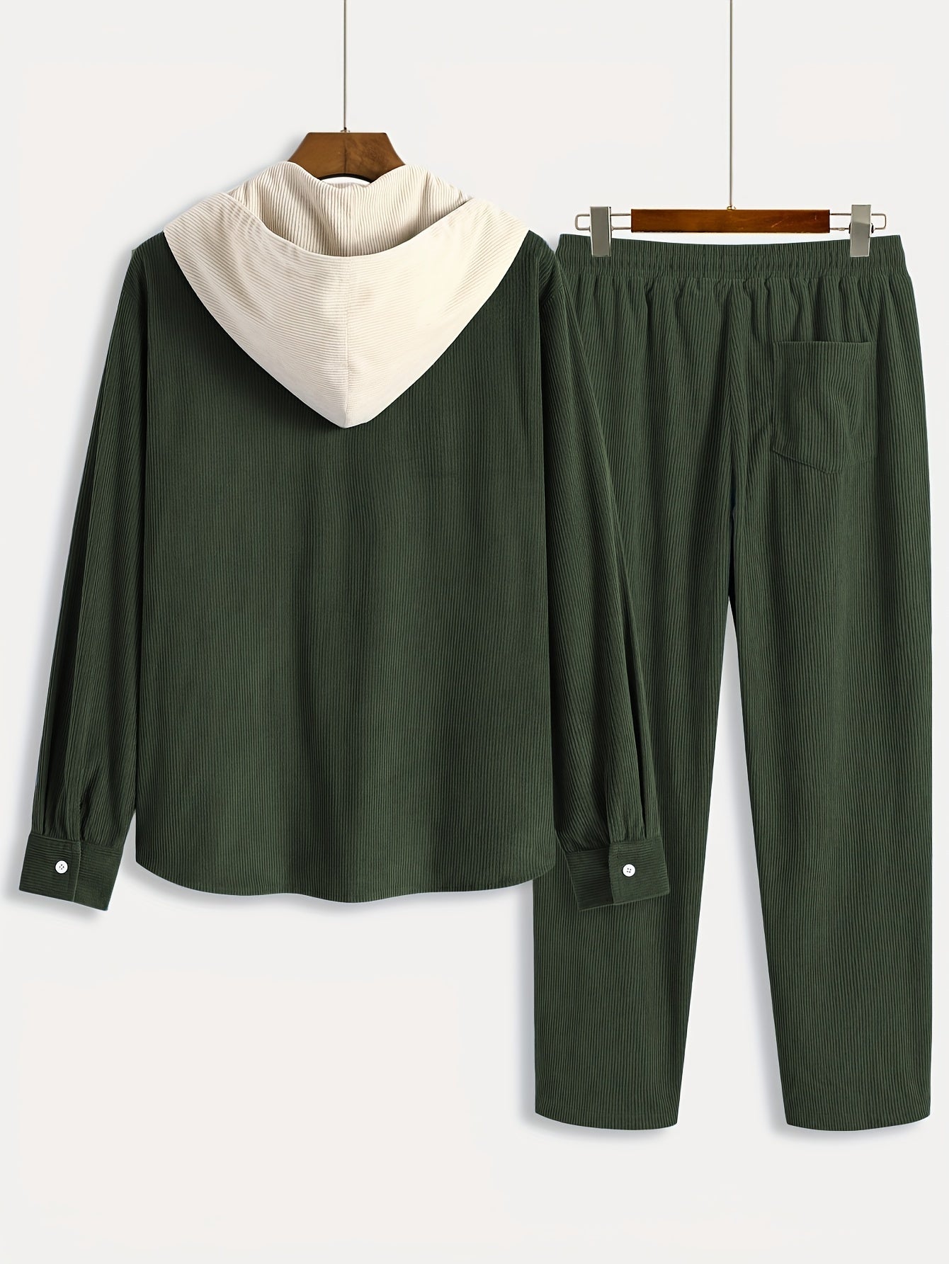 Cord-Zweiteiler Herren, Hemd-Jacke mit Kapuze & Hose