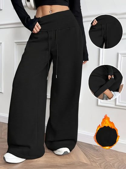 Weite Freizeithose mit Kordelzug Hoher Bund Damen