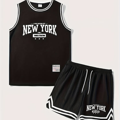Men's Basketball Training Set New York Print Sports Outfit