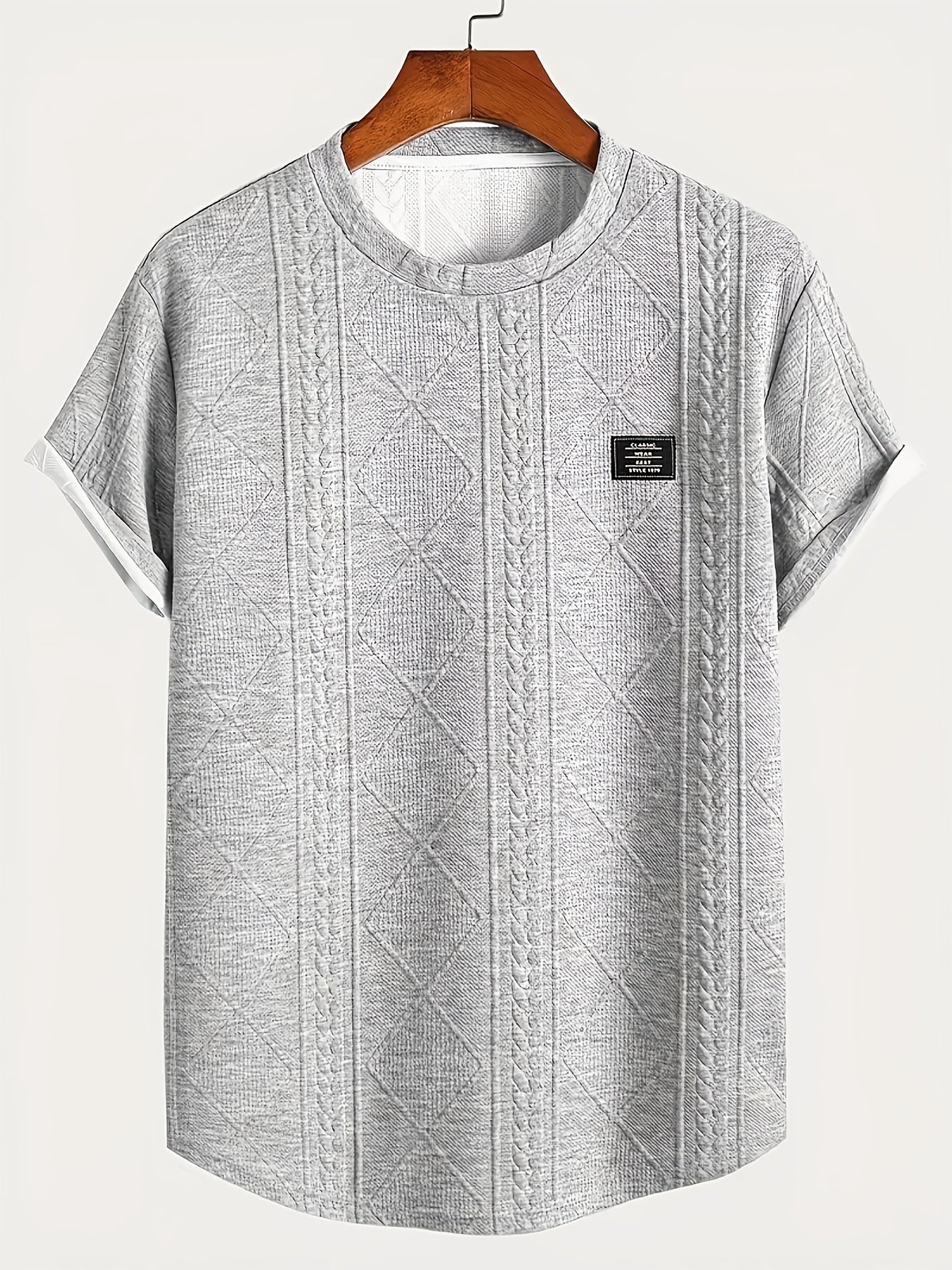 Men's T-shirt with knit pattern look, short sleeves, casual style, ideal for everyday wear and leisure