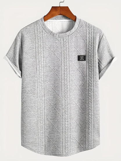 Men's T-shirt with knit pattern look, short sleeves, casual style, ideal for everyday wear and leisure