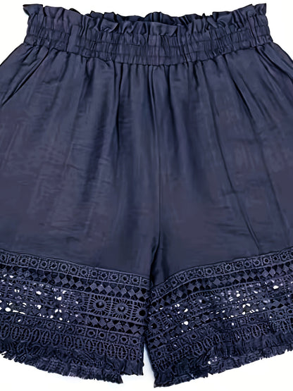 Women's Boho-Style Shorts with Crochet Details for Vacation and Leisure