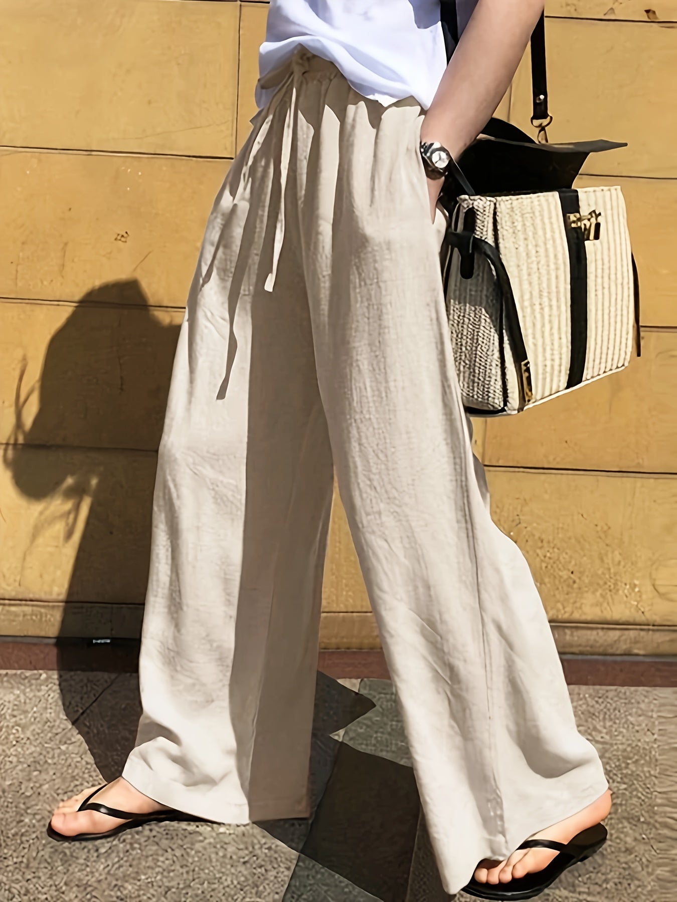 Damen Weite Freizeithose mit Kordelzug – Eleganter, Lässiger Style für Alltag und Urlaub