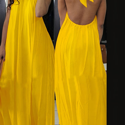 Women's backless halterneck maxi dress for summer and parties