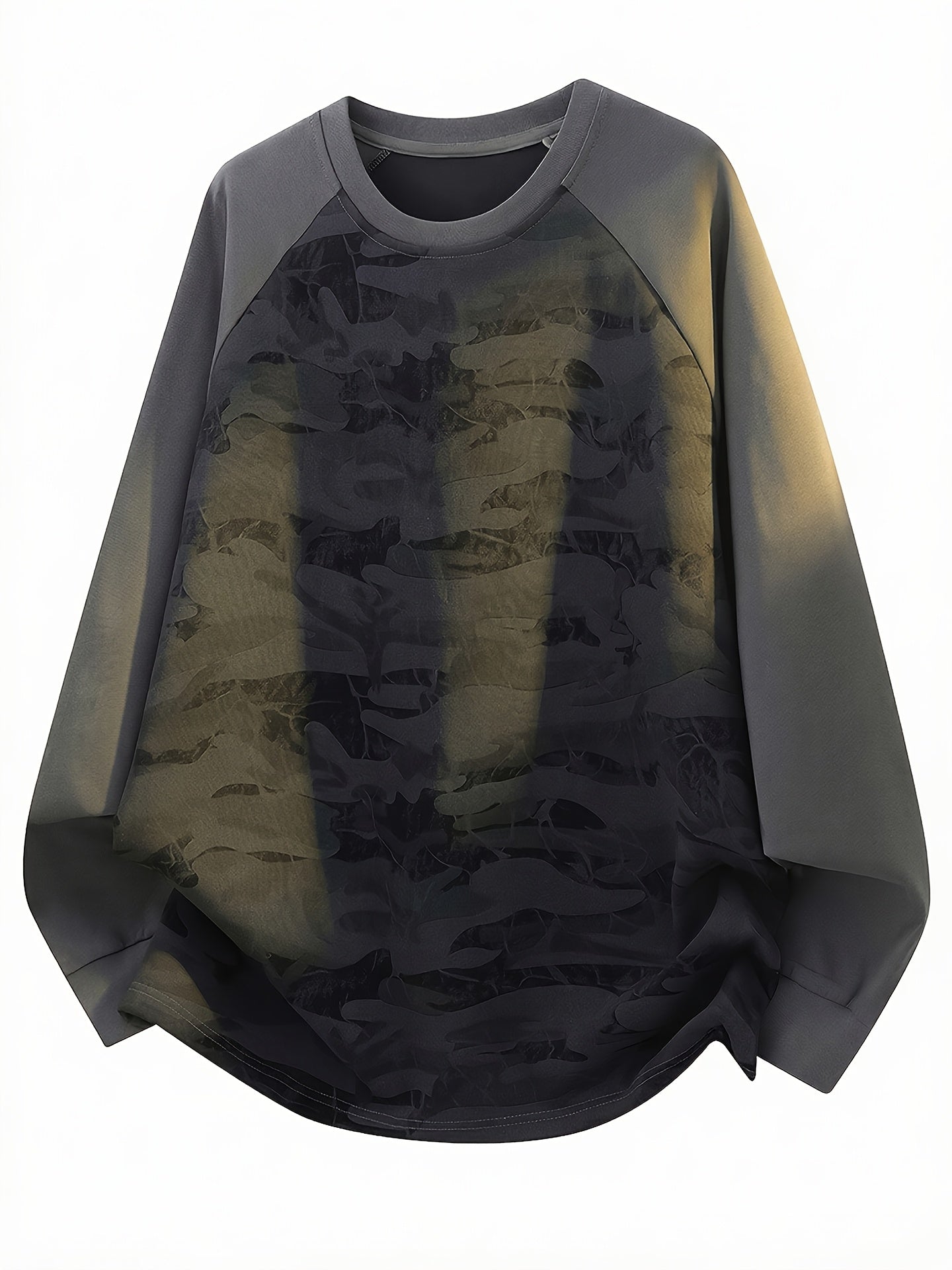 Unisex long-sleeve shirt, camouflage, raglan sleeves, crew neck, casual