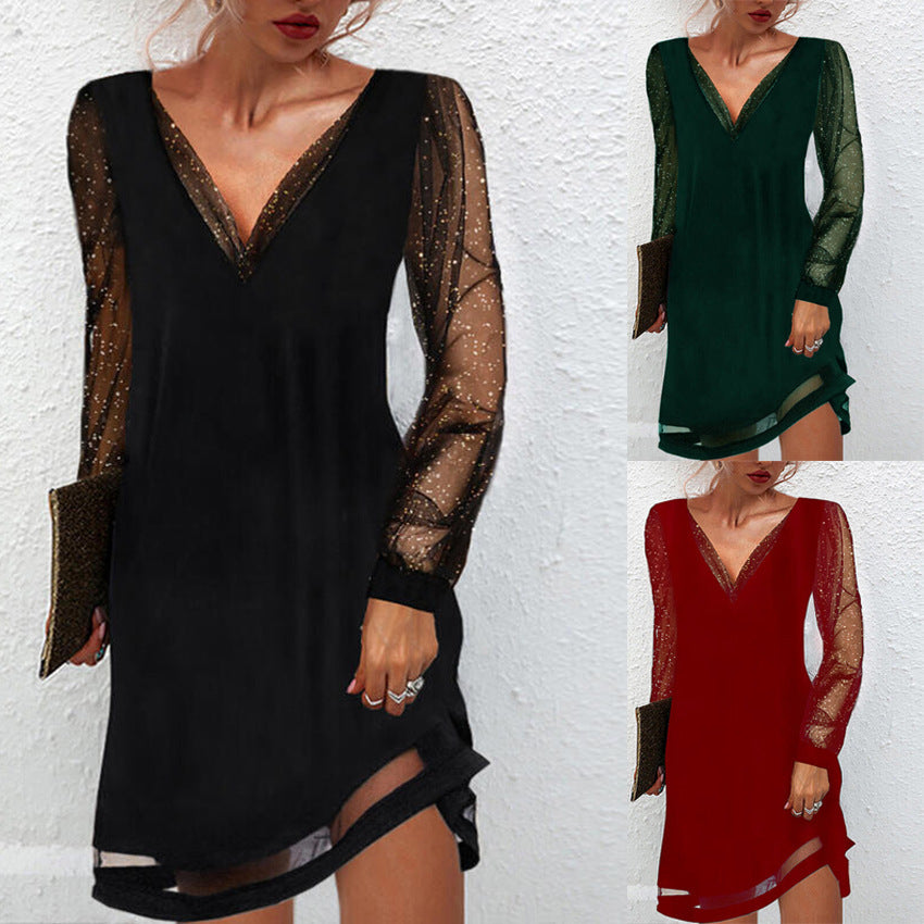 Shannon – Pullover dress with lace trim and V-neckline