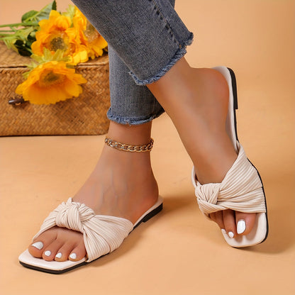 Women's Slip-On Sandals with Knot Detail – Fashionable Summer Shoes for Leisure and Everyday Wear