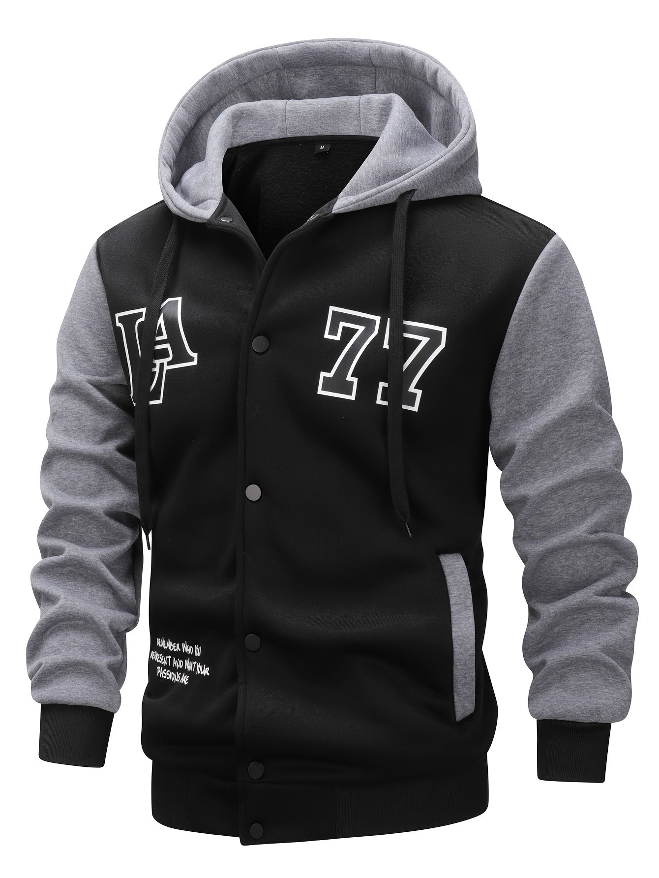 Men's two-tone hooded jacket with snap buttons