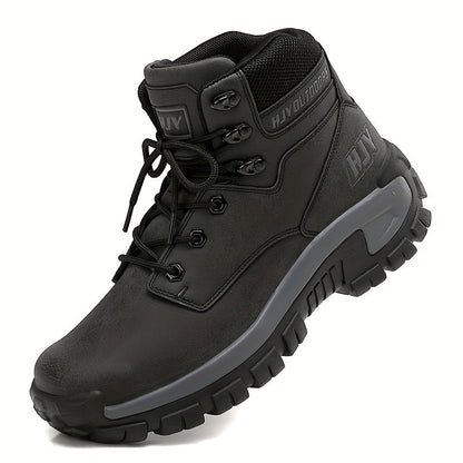 Herren Outdoor Stiefel Schwarz mit Schnürung Robuste Sohle Knöchelhoch
