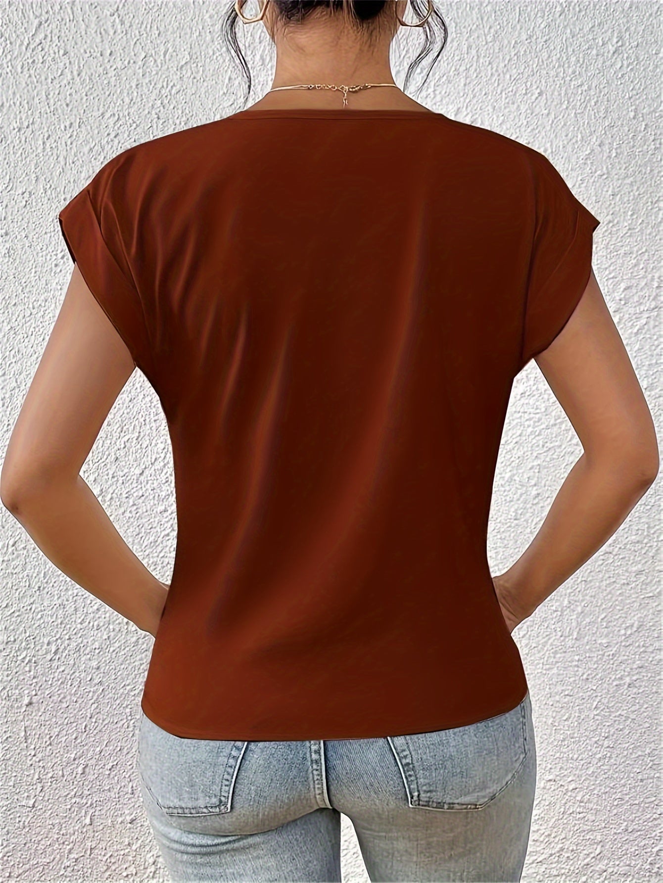 Women's Elegant Wrap Blouse with V-Neck for Everyday and Office