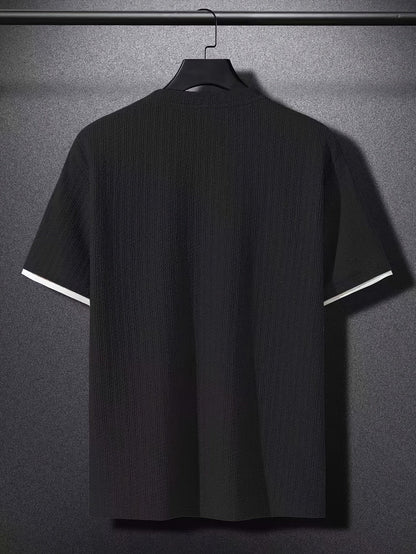 Men's Modern Casual Short-Sleeve T-Shirt with Texture and Layered Look