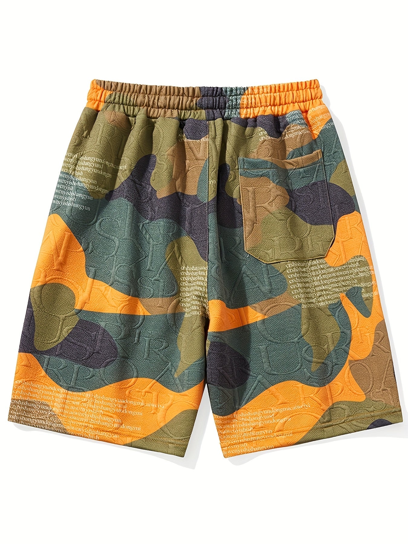 Men's graphic shorts with camouflage embossing and modern street style