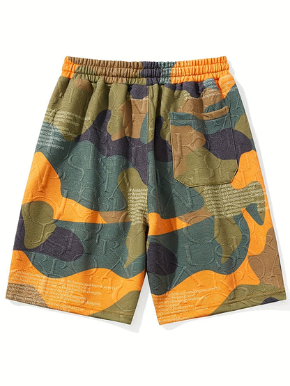 Men's graphic shorts with camouflage embossing and modern street style