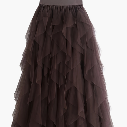 Women's Maxi Skirt with Ruffle Layers – Elegant Tulle Skirt for Formal Occasions