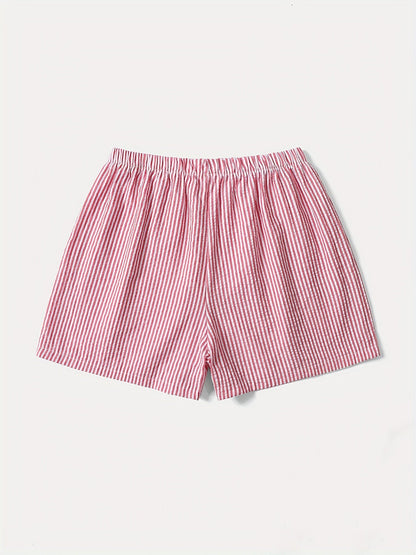 Women's Elegant Striped High-Waist Shorts for Summer Leisure & Everyday Wear