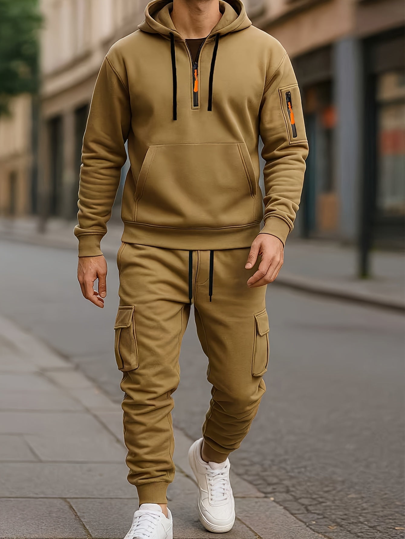 Men’s tracksuit with hoodie and cargo pants – sporty, casual, multicolored