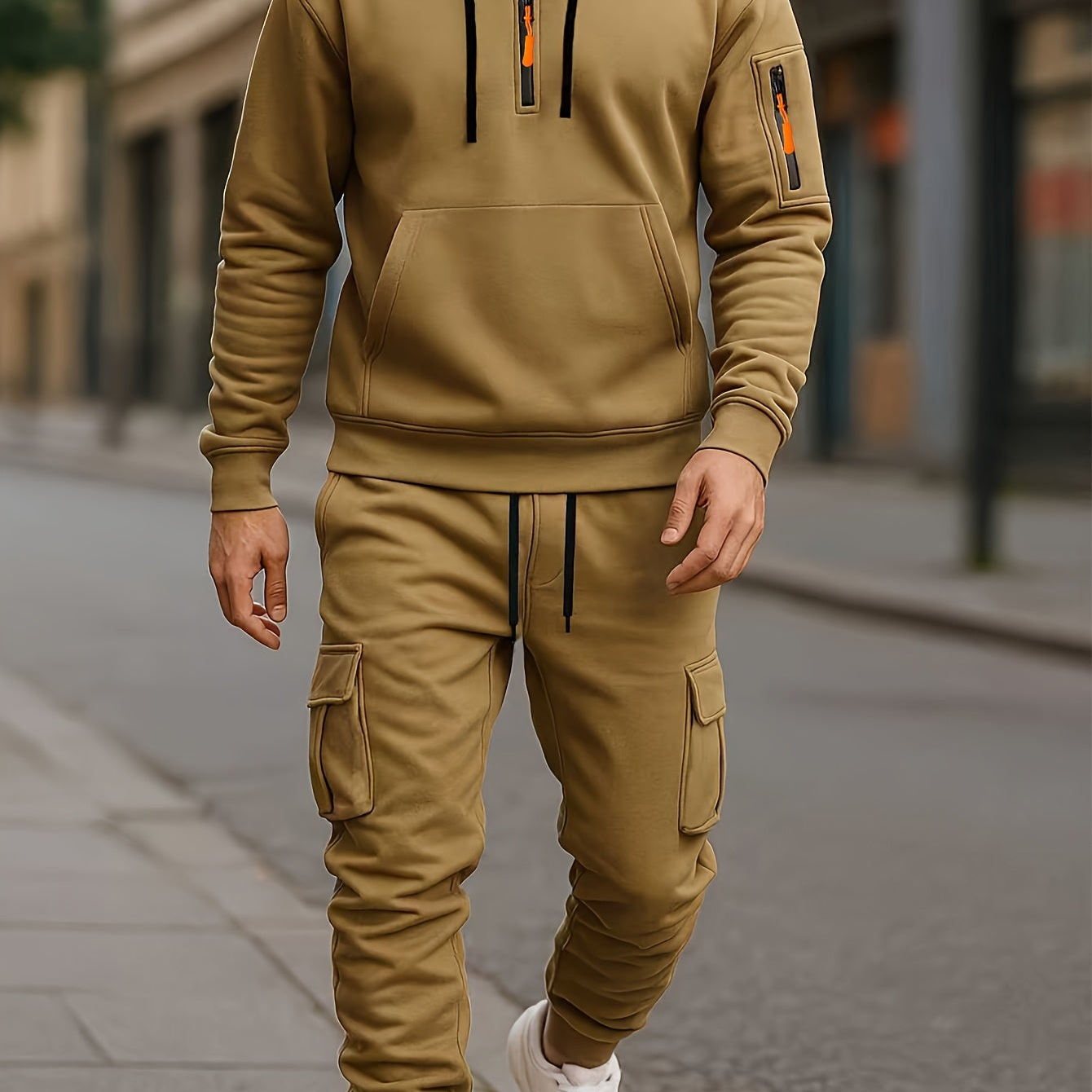 Men’s tracksuit with hoodie and cargo pants – sporty, casual, multicolored