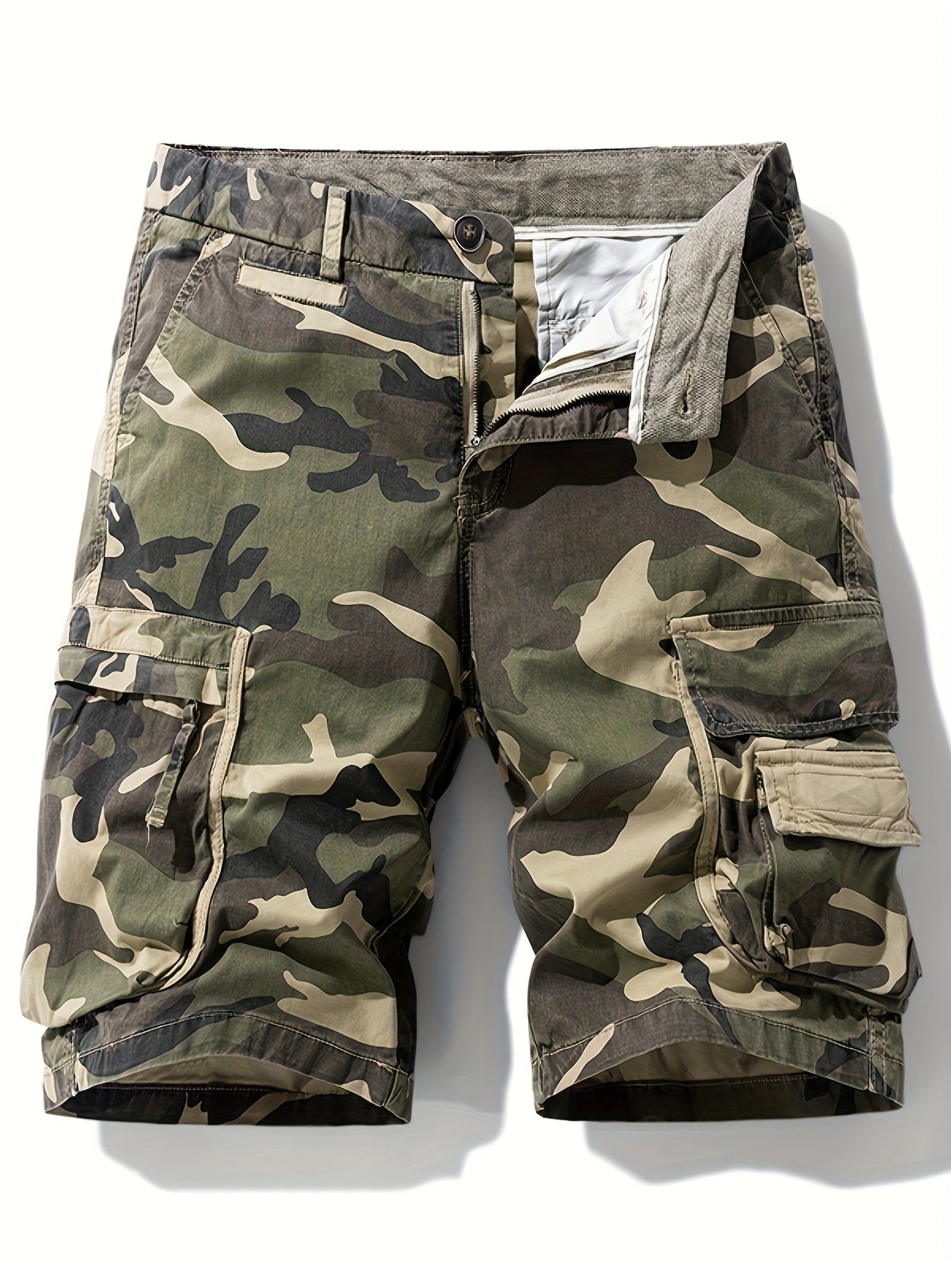 Men's Cargo Shorts in Camouflage Style for Outdoor & Leisure – Regular Fit, Casual, with Pockets