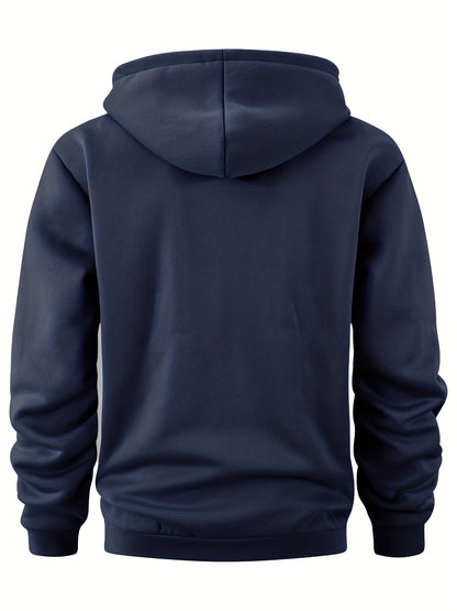 Men's hoodie with half-zip, kangaroo pocket & chest pocket, hooded sweatshirt