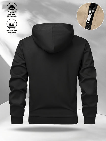 Men's zip-up hoodie jacket with color-block design