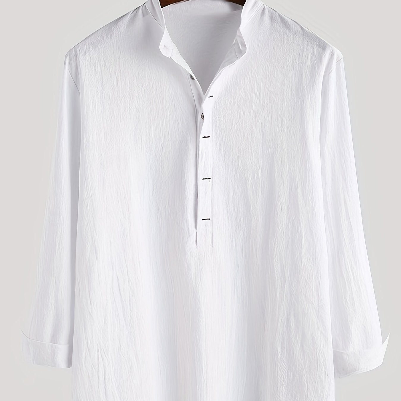 Men's Long Sleeve Henley Shirt with Stand Collar – Modern Casual Style for Everyday and Vacation