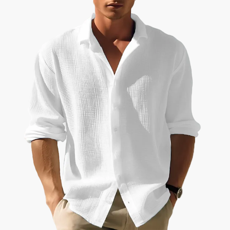 Men's long-sleeve casual shirt with turn-down collar – Modern, lightweight shirt for everyday, office & vacation
