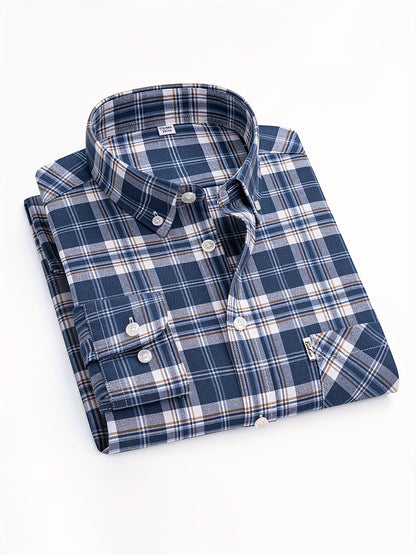 Men's Casual Shirt Checked – Modern Long-Sleeve Shirt for Everyday & Office