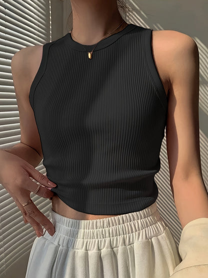 Women's Basic Ribbed Tank Top for Everyday, Sports, and Layering – Fitted Cut