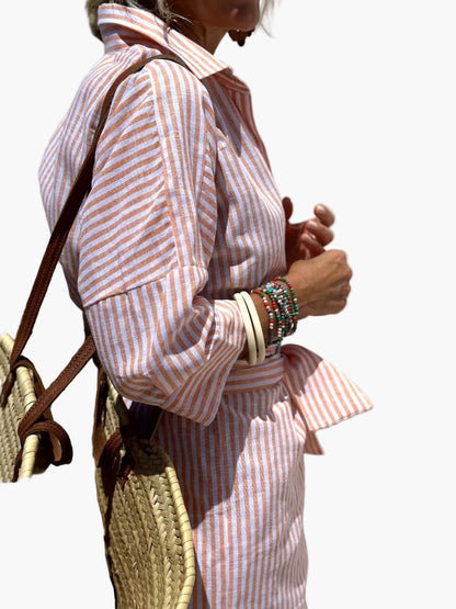 Women's Striped Shirt Dress – Casual Summer Style for Vacation & Leisure